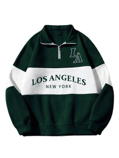 Men's Half-Zip Printed Sweatshirt | Full Sleeve Regular Fit Casual Winter Sweatshirt