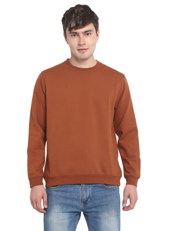Men's Regular Fit Round Neck Sweatshirt | Cotton Blend Full Sleeve Casual Winter Sweatshirt