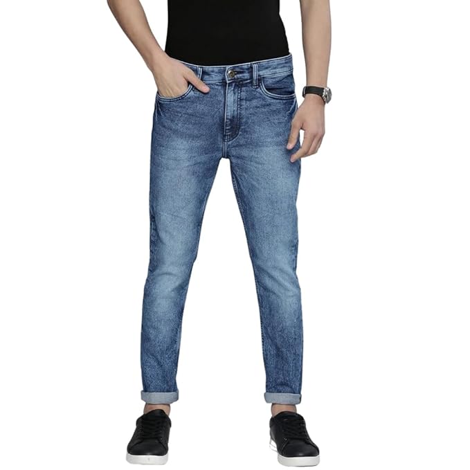Men's Slim Fit Stretchable Denim Jeans | Solid Mid-Rise Cotton Blend Casual Jeans