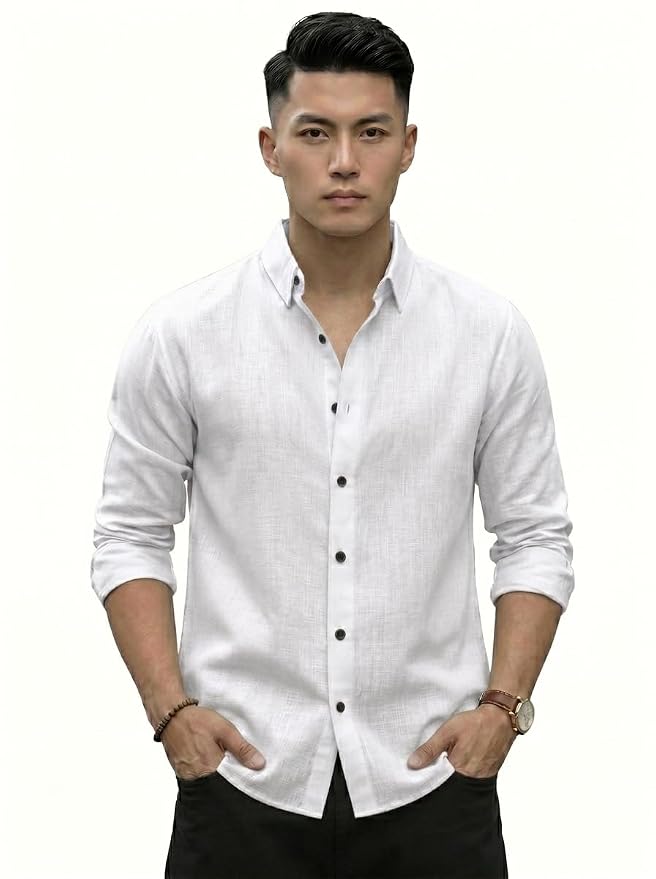 Men's Regular Fit Cotton Solid Shirt | Full Sleeve Button-Down Casual & Formal Shirt