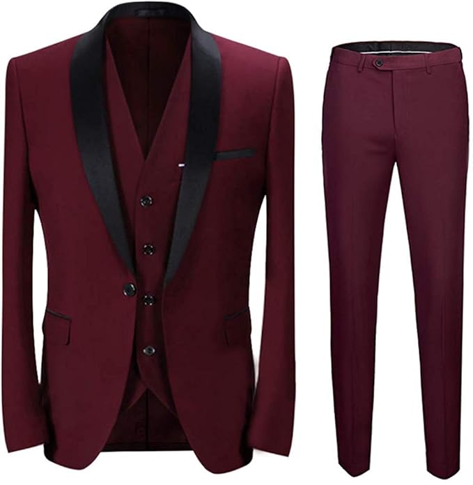 Men's Premium Slim Fit 3-Piece Tuxedo Suit Set | Formal Blazer, Waistcoat & Trouser | Wedding, Business & Party Wear
