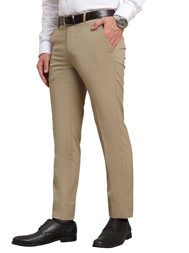 Men's Slim Fit Stretchable Formal Trousers | Techno Flex Waistband Office & Executive Wear Pants