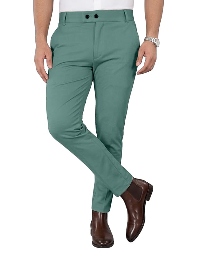 Men's Slim Fit Stretchable Formal Trousers | Polycotton Office & Party Wear Pants