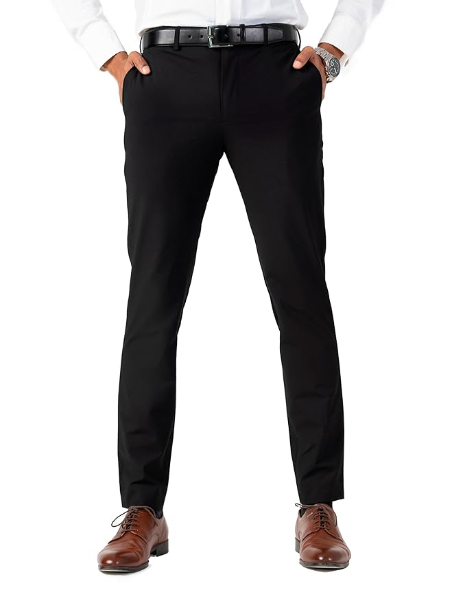 Men's Slim Fit Checked Stretchable Formal Trousers | PV Lycra Office & Party Wear Pants