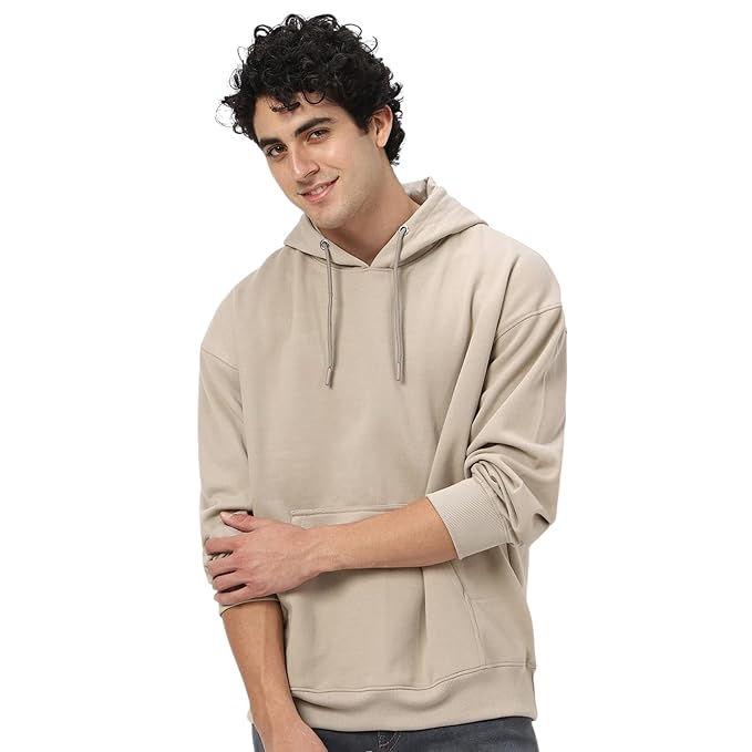 Men's Oversized Cotton Blend Hoodie | Solid Hooded Sweatshirt for Casual, Streetwear & Winter Wear