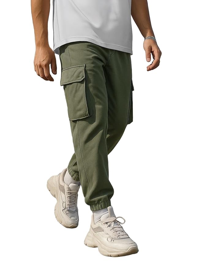 Men's Oversized Cotton Joggers | Relaxed Fit Cargo Track Pants with Drawstring Waist