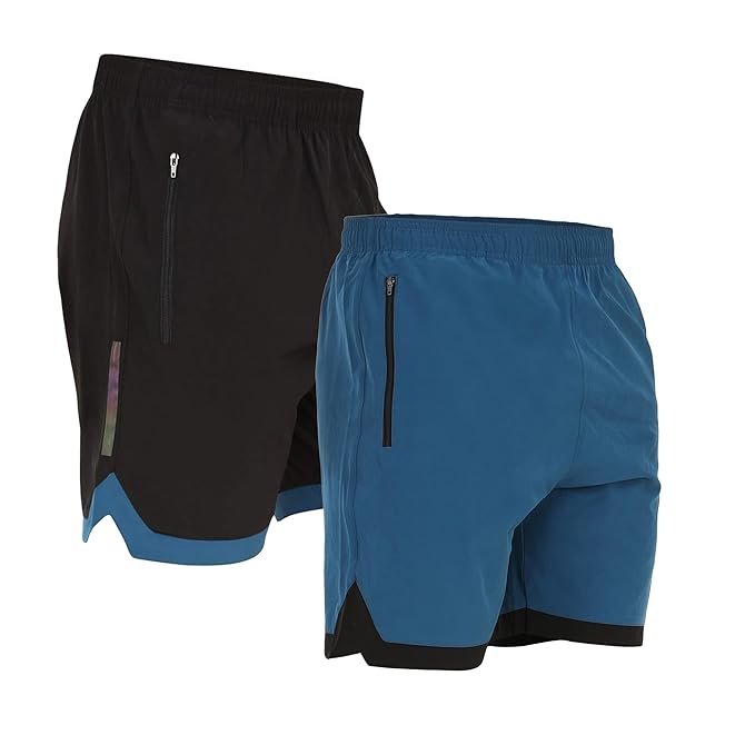 Men's 2-Pack Polyester Sports Shorts | Lightweight Gym, Running & Training Shorts with Pockets