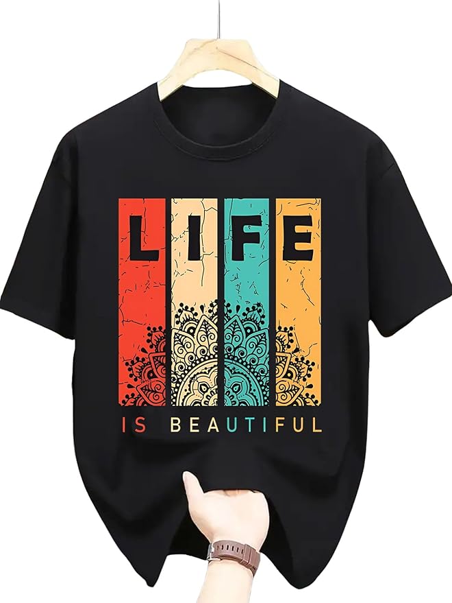 Men's Printed Regular Fit T-Shirt | Soft Polyester Round Neck Half Sleeve Casual & Gym Wear