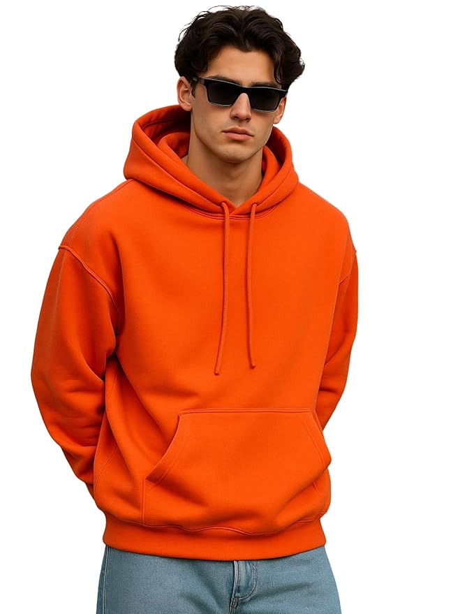 Men's Oversized Hooded Sweatshirt | Polycotton Drop Shoulder Hoodie | Full Sleeve Casual Winter Wear