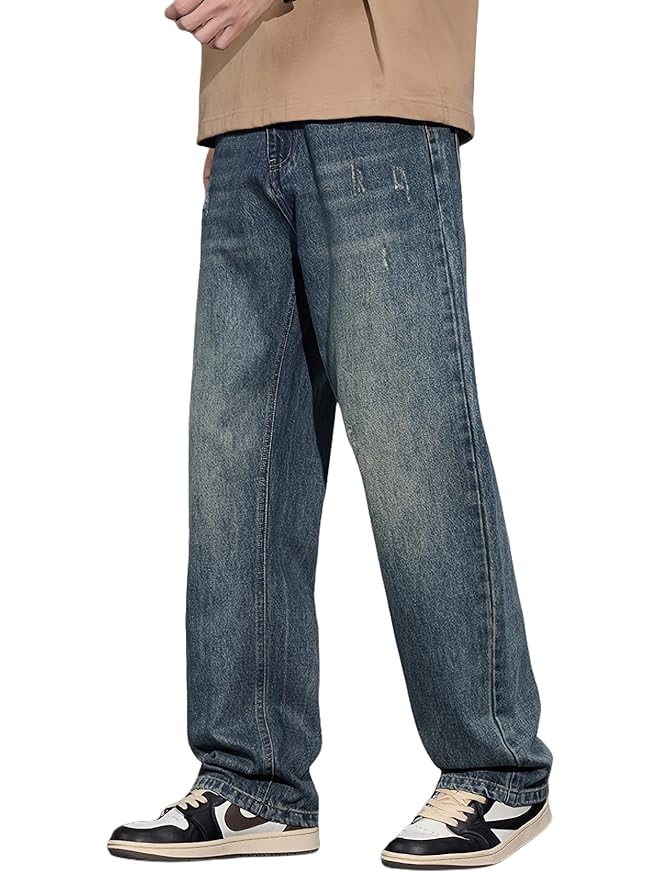 Men's Straight Fit Denim Jeans | Classic Cotton Blend Casual Jeans for Men