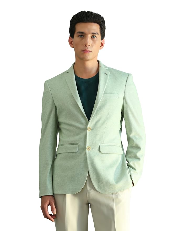 Men's Slim Fit Polyester Blazer | Single-Breasted Notch Lapel Formal Business Jacket