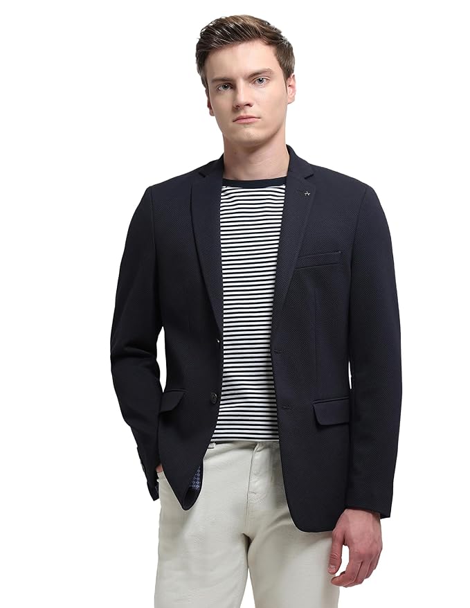 Men's Premium Textured Slim Fit Blazer | Lightweight Formal & Business Casual Suit Jacket
