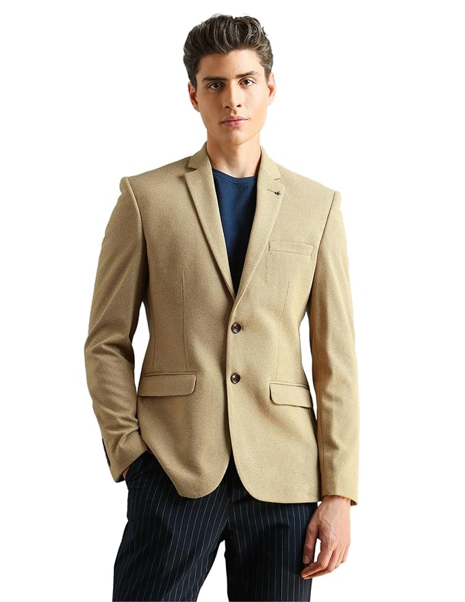 Men's Premium Textured Knit Slim Fit Blazer | Lightweight Smart Casual & Business Jacket